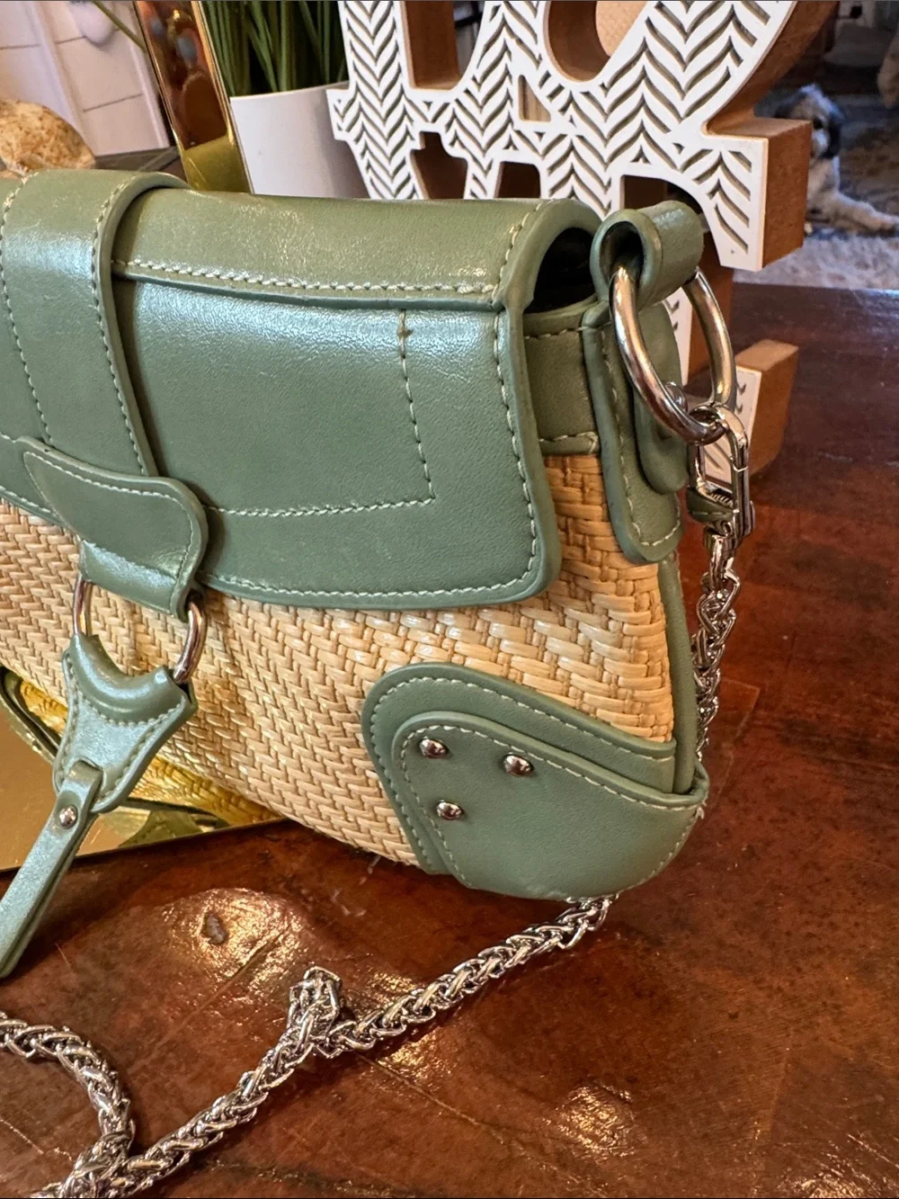 Urban Outfitters Mint Green Woven Crossbody Bag